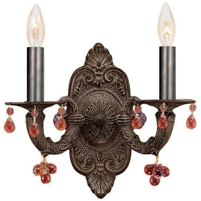 Paris Market 2 Light Amber Crystal Venetian Bronze Sconce - Wall Sconce