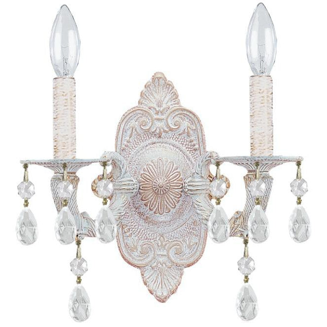 Paris Market 2 Light Spectra Crystal Antique White Sconce - Wall Sconce