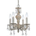 Paris Market 4 Light Clear Crystal Antique White Mini Chandelier - Chandeliers