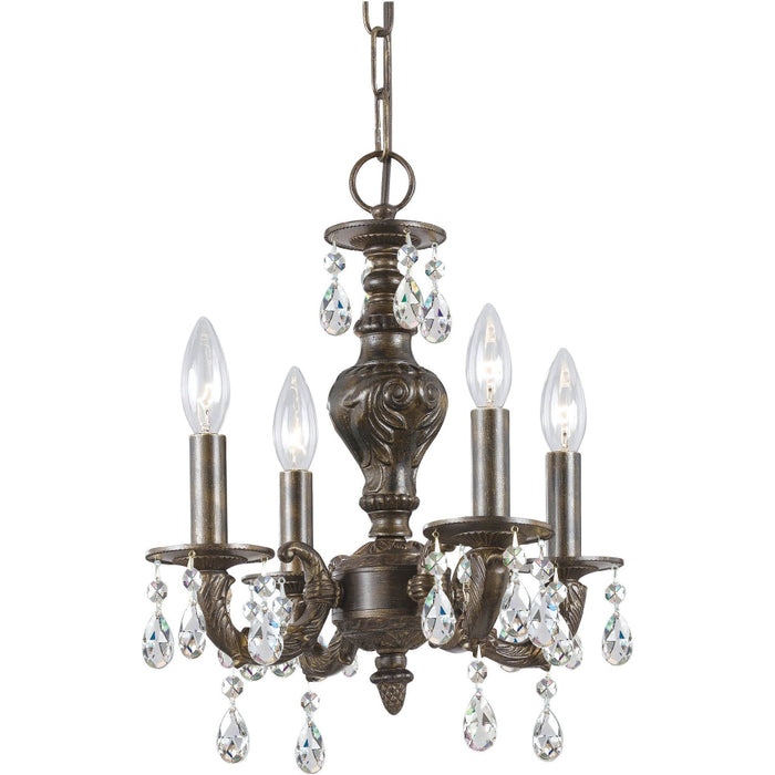 Paris Market 4 Light Clear Crystal Venetian Bronze Mini Chandelier - Chandeliers