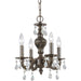 Paris Market 4 Light Clear Crystal Venetian Bronze Mini Chandelier - Chandeliers