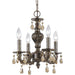 Paris Market 4 Light Golden Teak Crystal Venetian Bronze Mini Chandelier - Chandeliers