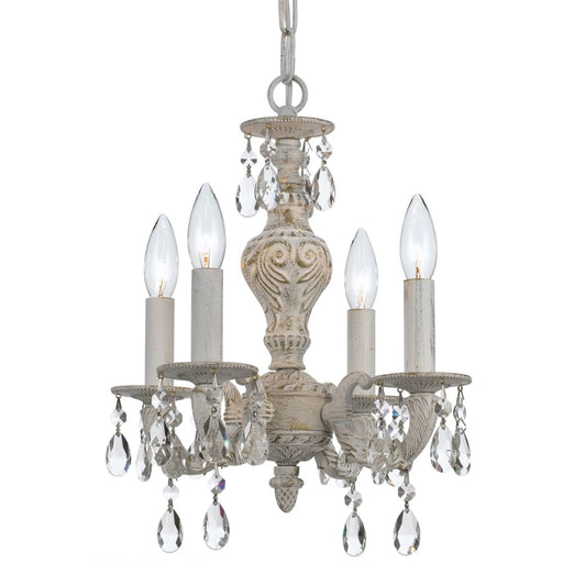Paris Market 4 Light Swarovski Spectra Crystal Antique White Mini Chandelier - Chandeliers