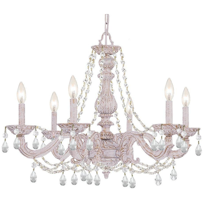 Paris Market 6 Light Clear Element Crystal Antique White Chandelier - Chandeliers