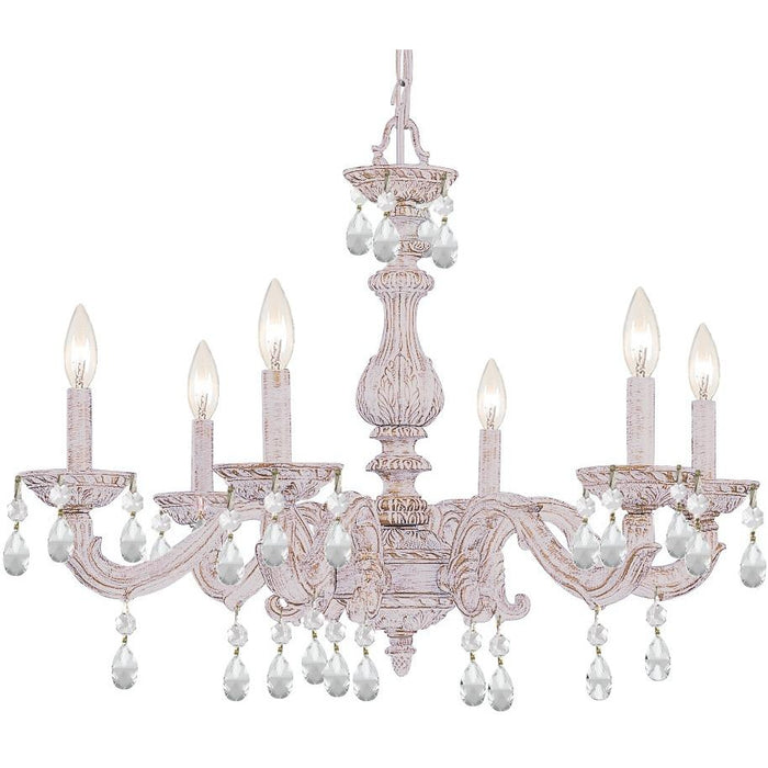 Paris Market 6 Light Clear Spectra Crystal Antique White Chandelier - Chandeliers