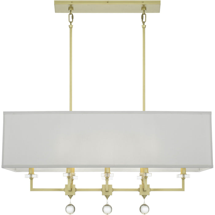 Paxton 8 Light Antique Gold Brass Linear Chandelier - Chandeliers