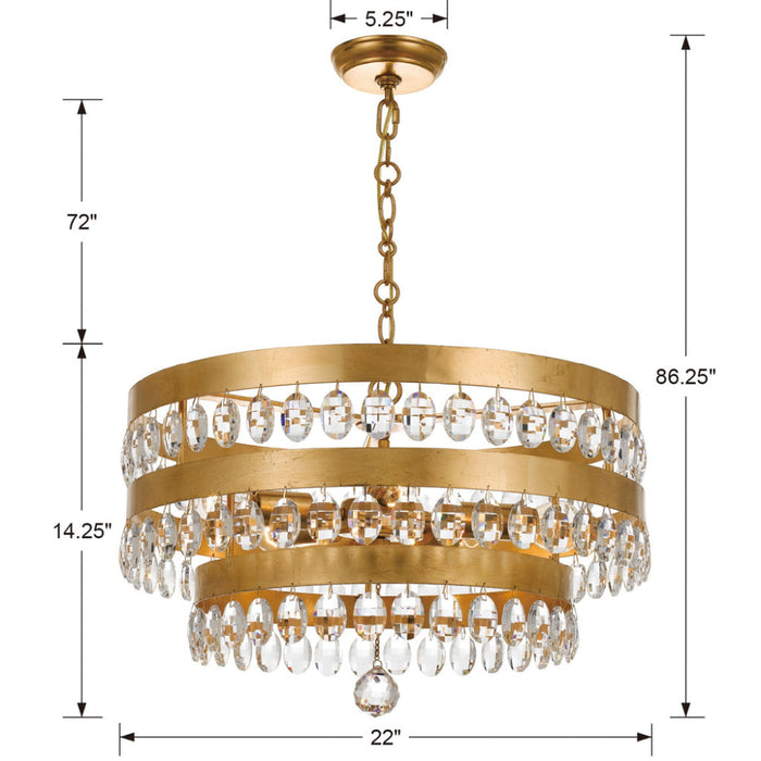 Perla 5 Light Antique Gold Chandelier - Chandeliers