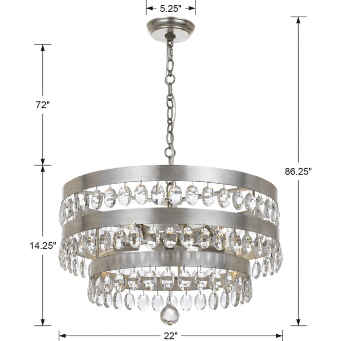 Perla 5 Light Antique Silver Chandelier - Chandeliers