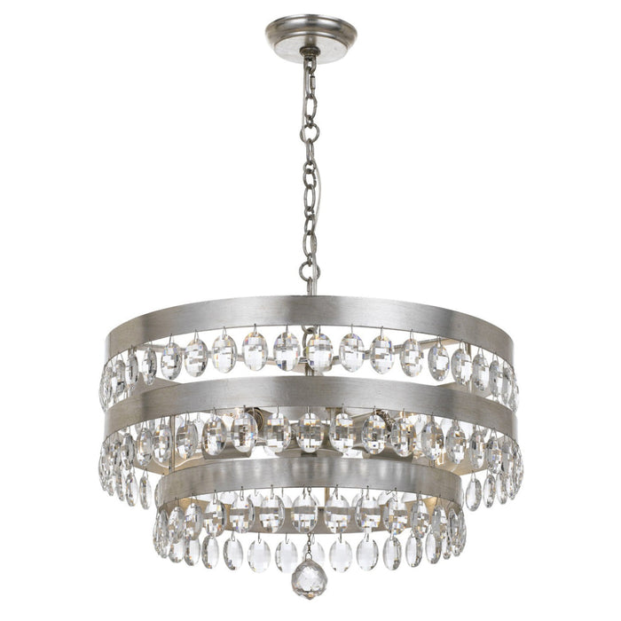 Perla 5 Light Antique Silver Chandelier - Chandeliers