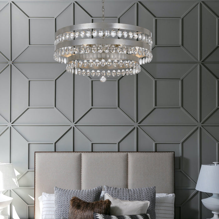 Perla 5 Light Antique Silver Chandelier - Chandeliers