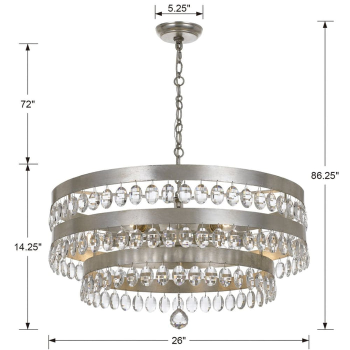 Perla 6 Light Antique Silver Chandelier - Chandeliers