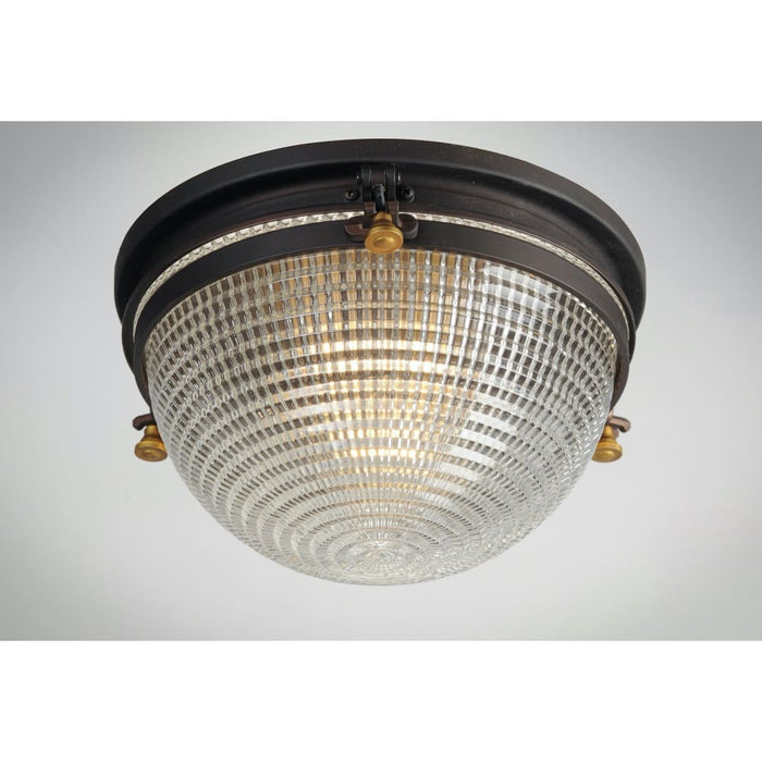 Portside Oil Rubbed Bronze / Antique Brass Outdoor Flush Mount - Outdoor Flush Mount