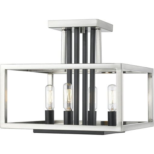 Quadra Brushed Nickel Black Semi-Flushmount | theLightShop