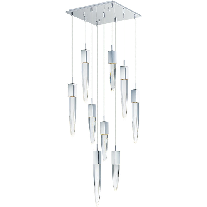 Quartz Polished Chrome LED Multi-Light Pendant - Pendants