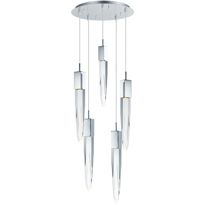Quartz Polished Chrome LED Multi-Light Pendant - Pendants
