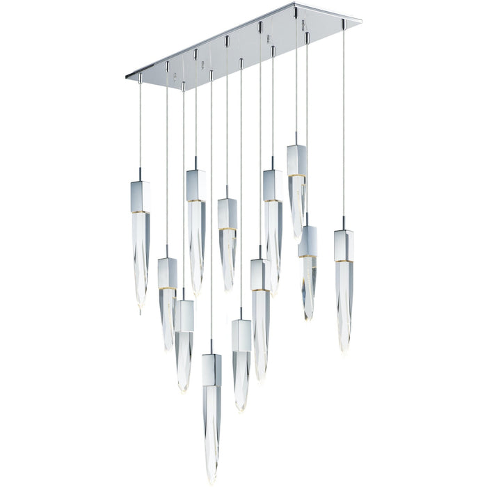 Quartz Polished Chrome LED Multi-Light Pendant - Pendants