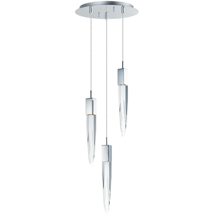 Quartz Polished Chrome LED Multi-Light Pendant - Pendants