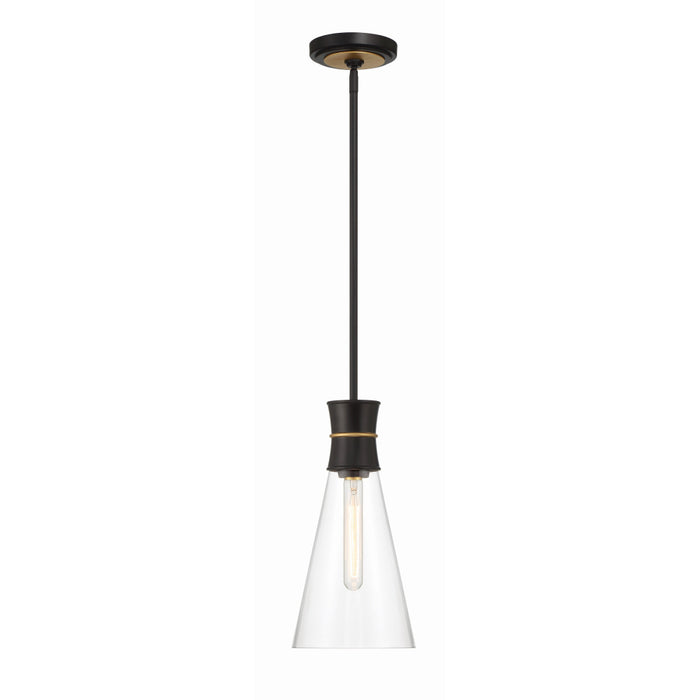 Quinn Matte Black Textured Gold 1 Light Mini Pendant Crystorama QUN-1500-MK-TG