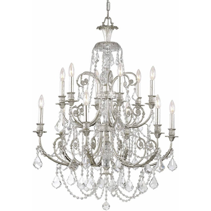 Regis 12 Light Clear Crystal Olde Silver Chandelier - Chandeliers