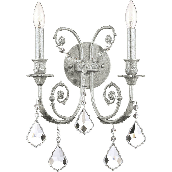 Regis 2 Light Swarovski Strass Crystal Olde Silver Sconce - Wall Sconce