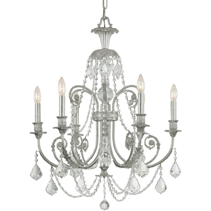 Regis 6 Light Clear Crystal Olde Silver Chandelier - Chandeliers