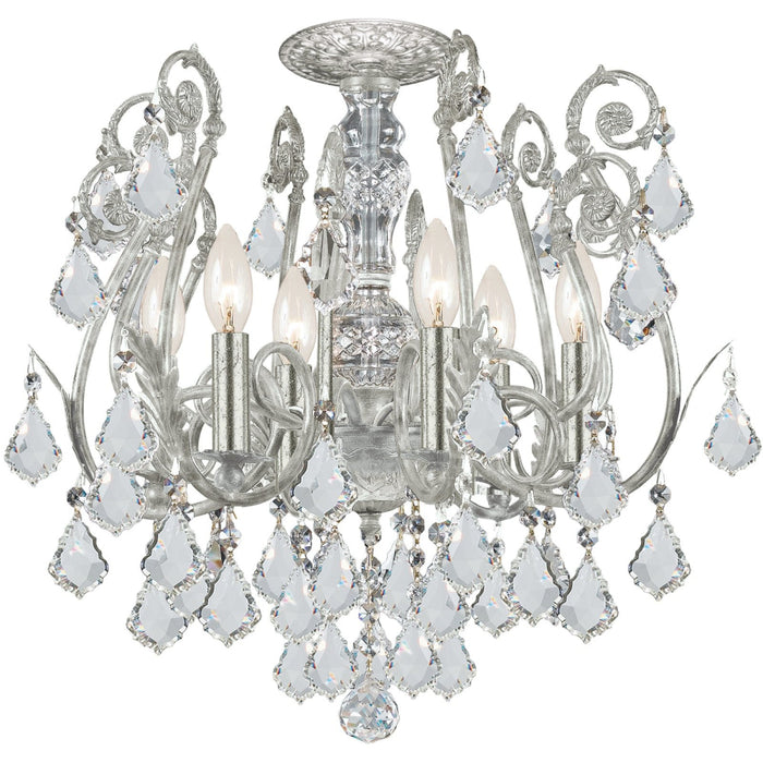 Regis 6 Light Clear Spectra Crystal Olde Silver Ceiling Mount - Ceiling Mount