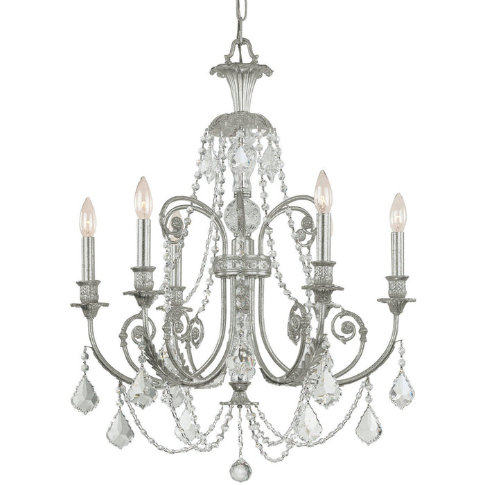 Regis 6 Light Clear Swarovski Spectra Crystal Olde Silver Chandelier - Chandeliers