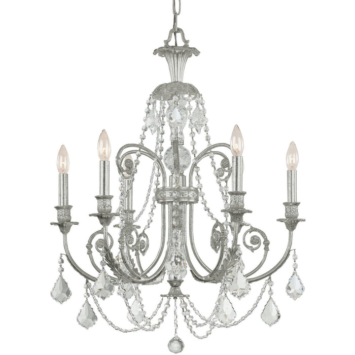 Regis 6 Light Clear Swarovski Strass Crystal Olde Silver Chandelier - Chandeliers