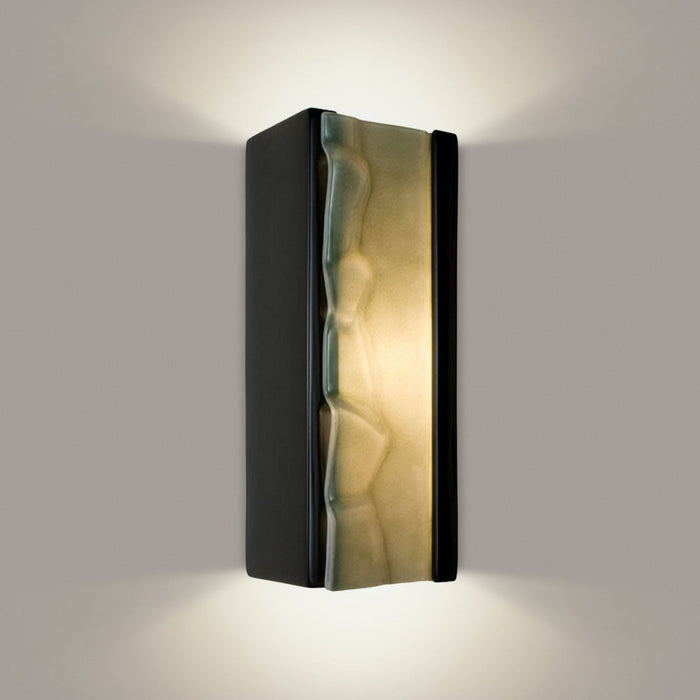 River Rock Black Gloss and Seaweed Wall Sconce - Wall Sconce