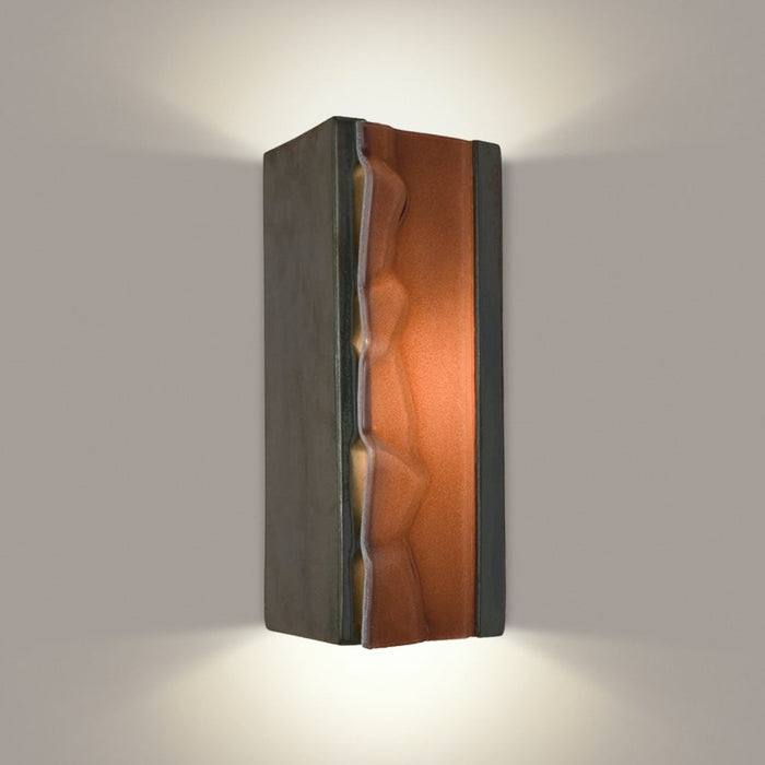 River Rock Gunmetal and Rosewood Wall Sconce - Wall Sconce