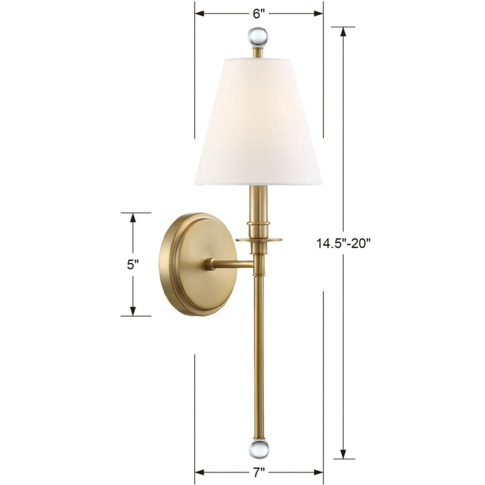 Riverdale 1 Light Aged Brass Sconce - Wall Sconces