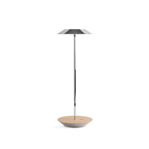 Royyo Desk Lamp Chrome body White Oak base plate - Desk Lamps