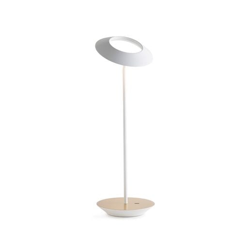 Royyo Desk Lamp Matte White body Brushed Brass base plate - Desk Lamps
