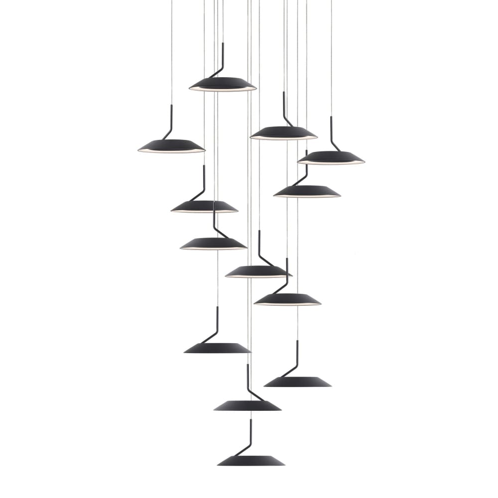 Royyo Pendant (Circular with 13 pendants) Matte Black Matte Black Canopy - Pendant