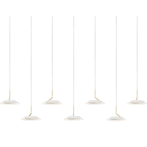 Royyo Pendant (linear with 7 pendants) Matte White with Gold accent Matte White Canopy - Pendant