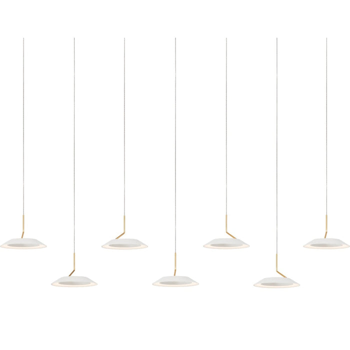 Royyo Pendant (linear with 7 pendants) Matte White with Gold accent Matte White Canopy - Pendant