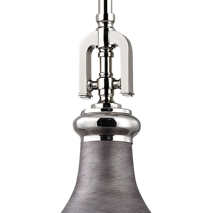 Rutherford Polished Nickel Weathered Zinc Pendant - Pendants