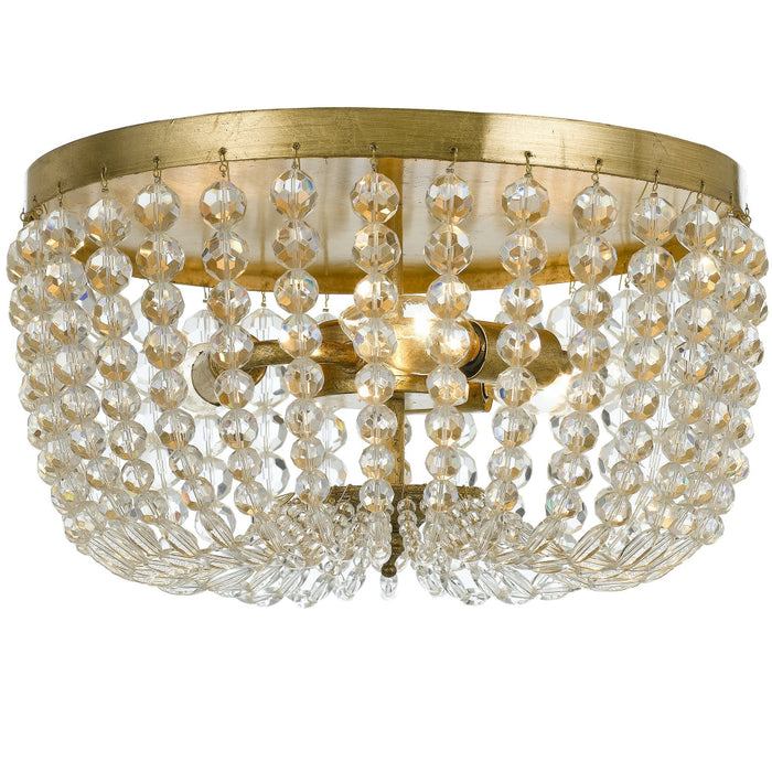 Rylee 3 Light Antique Gold Ceiling Mount - Ceiling Mount