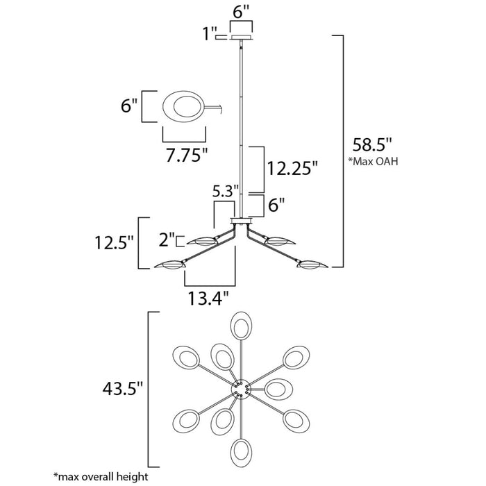 Scan Black / Satin Brass LED Chandelier - Chandeliers