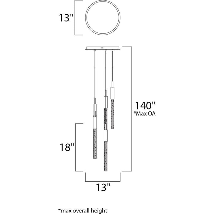 Scepter Black Chrome LED Multi-Light Pendant - Pendants