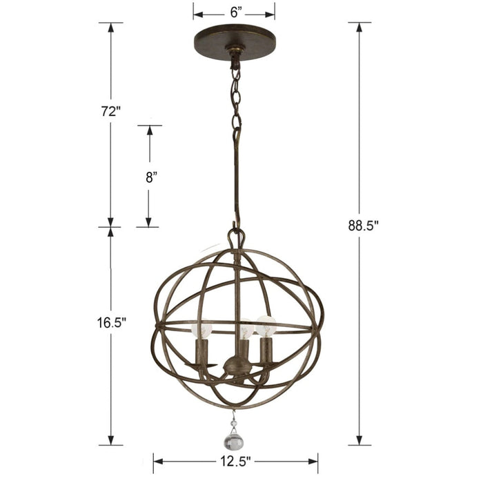 Solaris 3 Light English Bronze Mini Chandelier - Chandeliers