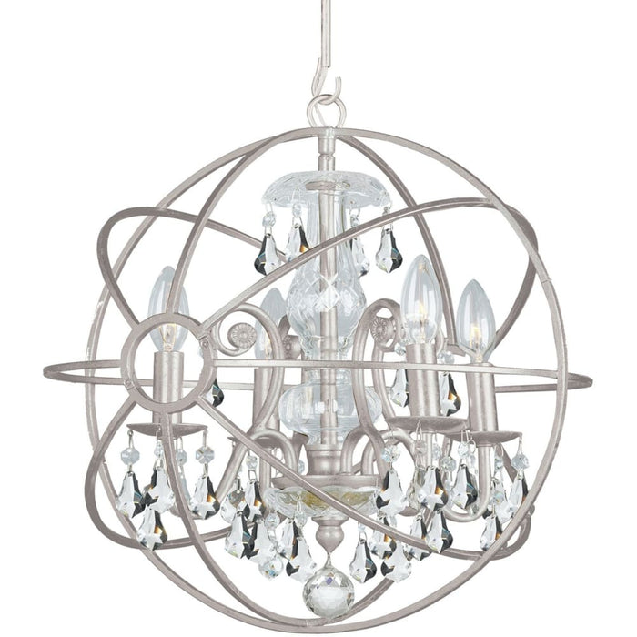 Solaris 4 Light Clear Crystal Olde Silver Mini Chandelier - Chandeliers
