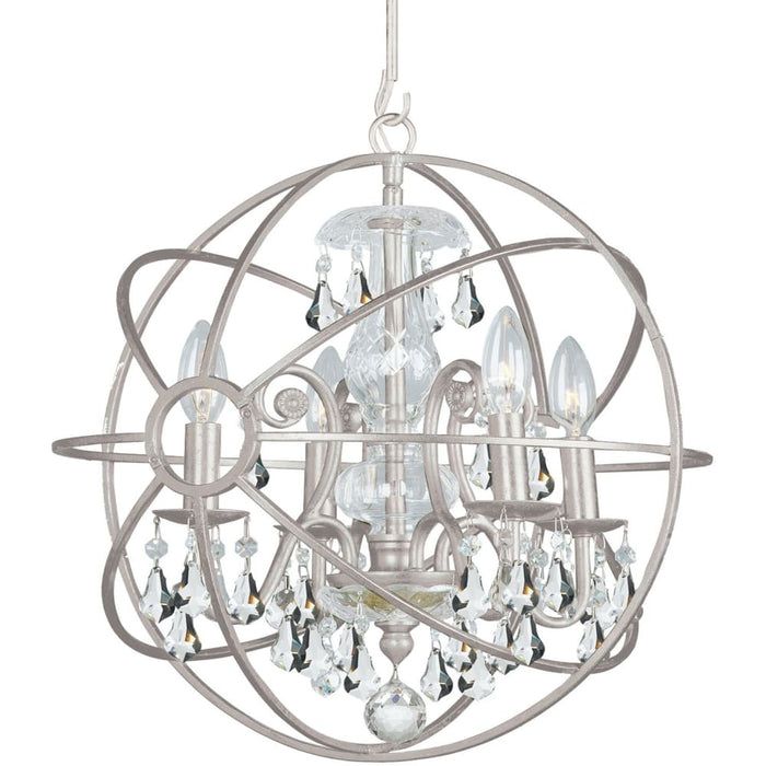 Solaris 4 Light Clear Crystal Olde Silver Mini Chandelier - Chandeliers