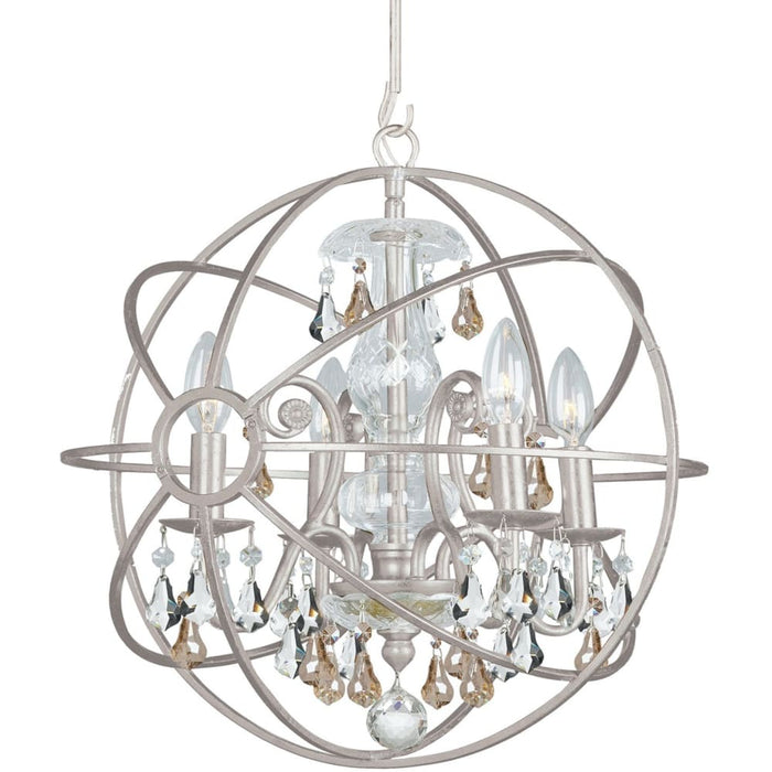 Solaris 4 Light Golden Shadow Crystal Olde Silver Mini Chandelier - Chandeliers