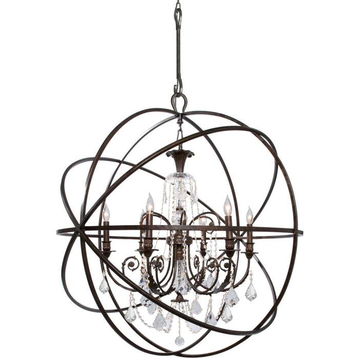 Solaris 6 Light Crystal English Bronze Sphere Chandelier - Chandeliers