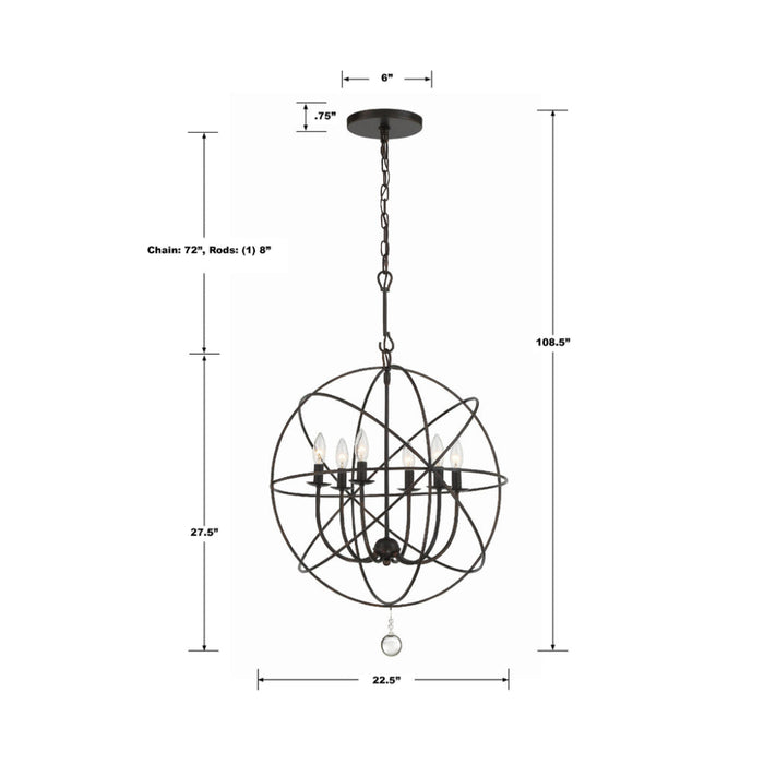 Solaris 6 Light English Bronze Sphere Chandelier - Chandeliers
