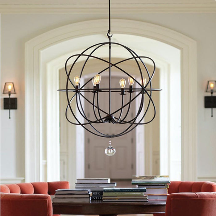 Solaris 6 Light English Bronze Sphere Chandelier - Chandeliers