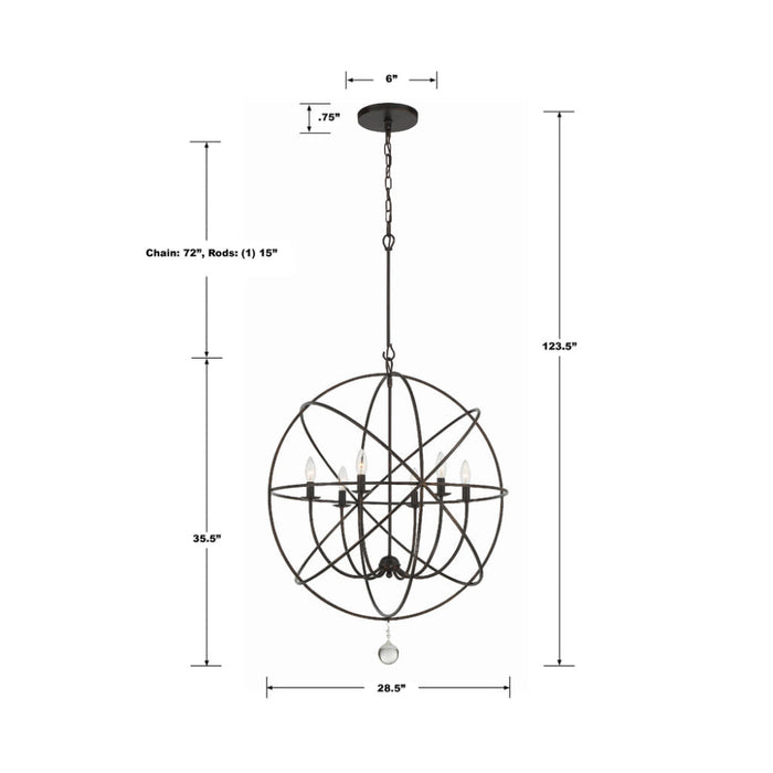 Solaris 6 Light English Bronze Sphere Chandelier - Chandeliers