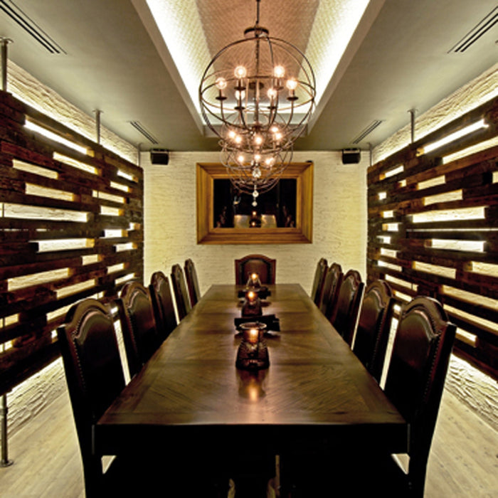 Solaris 6 Light English Bronze Sphere Chandelier - Chandeliers