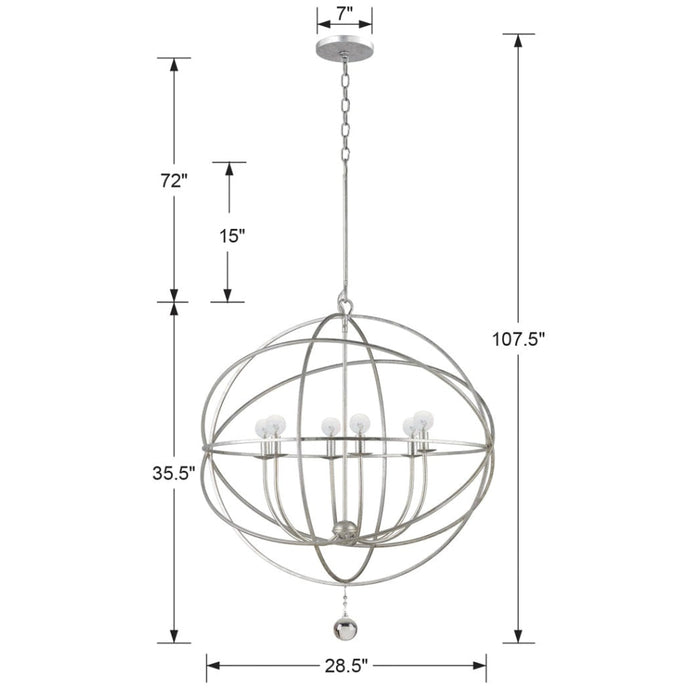 Solaris 6 Light Olde Silver Sphere Chandelier - Chandeliers